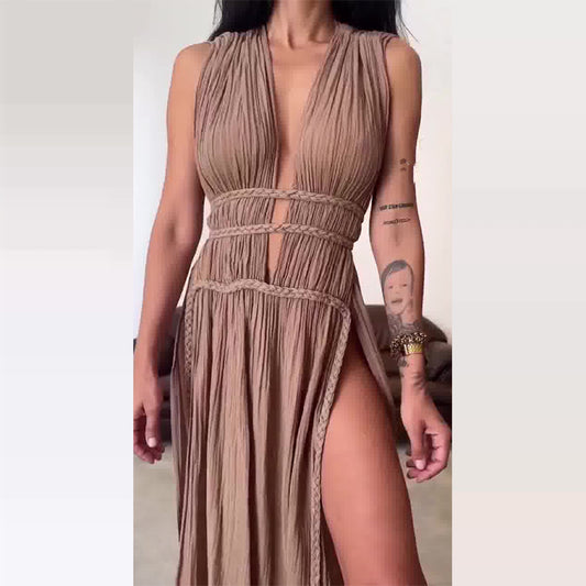 Sexy hollow sleeveless hot girl dress