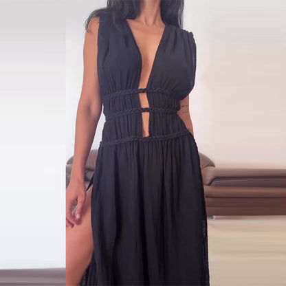 Sexy hollow sleeveless hot girl dress