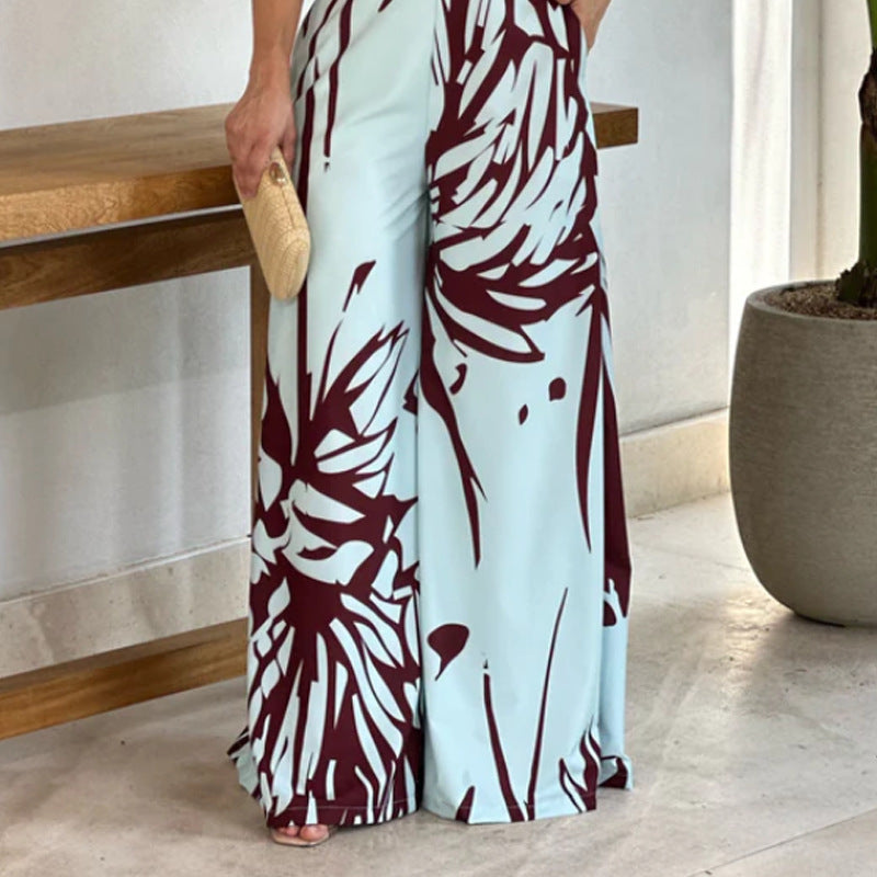 Fashion printed hollow jumpsuit