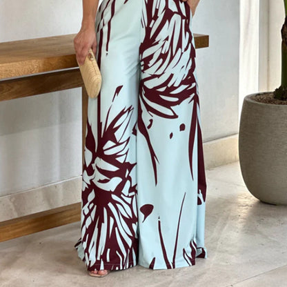 Fashion printed hollow jumpsuit