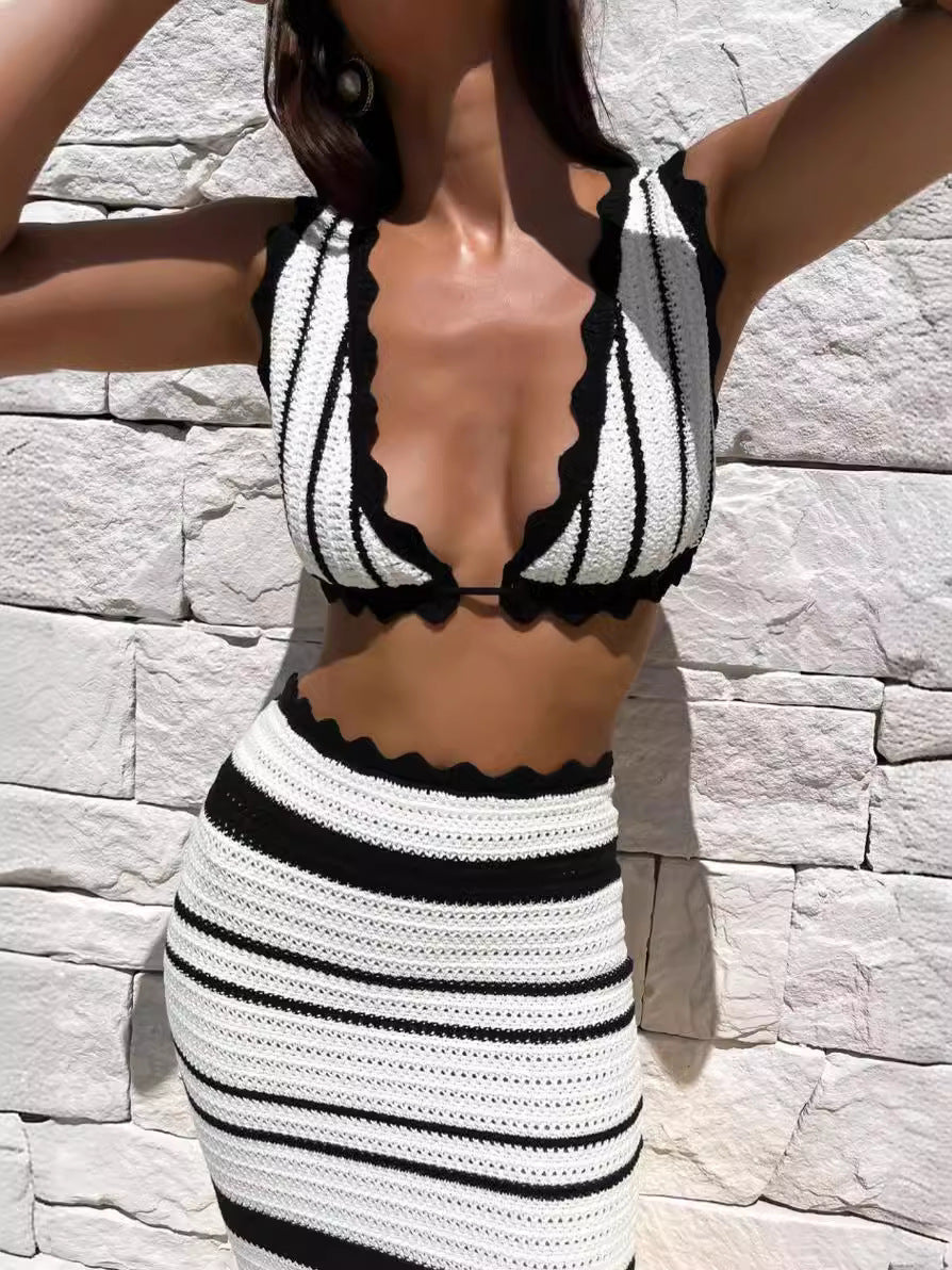 Sexy hot girl bikini long skirt set