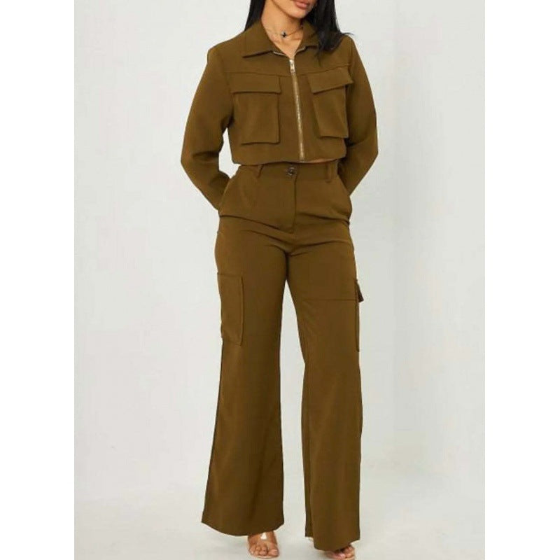 Workwear top and slim trousers set