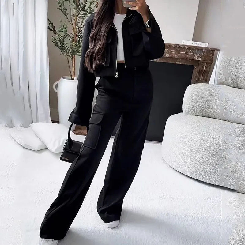 Workwear top and slim trousers set