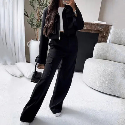 Workwear top and slim trousers set